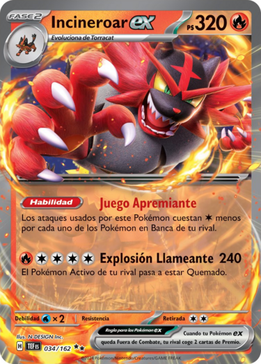Incineroar Ex - 034/162 - Scarlet and Violet: Temporal Forces - Double Rare
